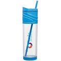 16 Oz. Aqua Melrose Tumbler Cup W/Straw